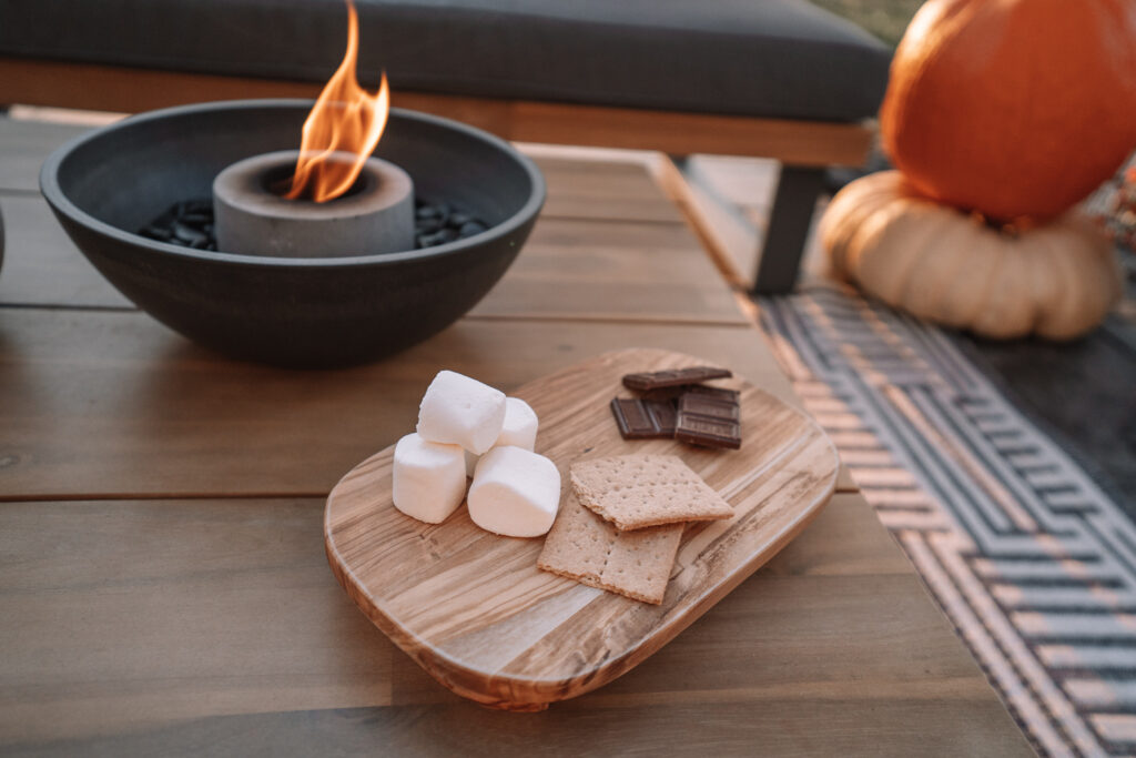 smores on table with flame