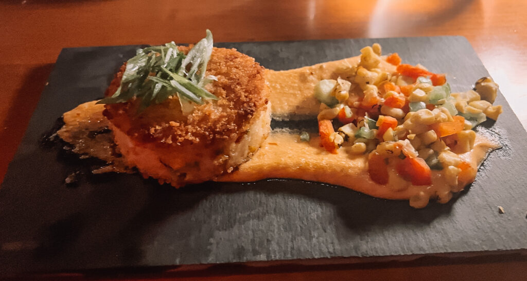 rusty pelican crab cake in miami in february